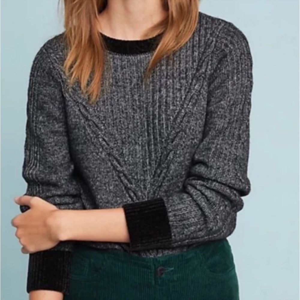 Anthropologie Moth Solace Cable Knit Chenille Sweater Small